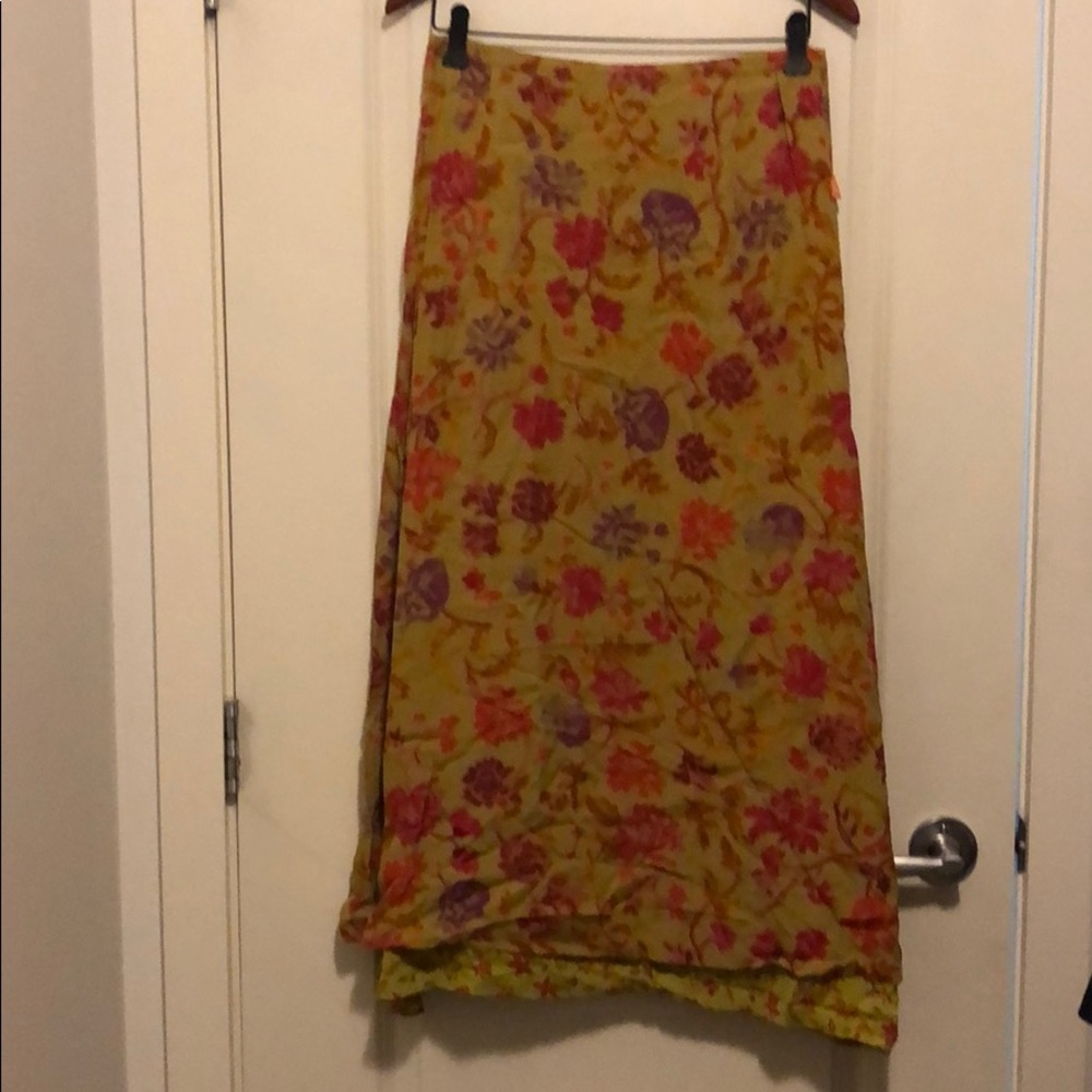 Colorful floral print skirt.